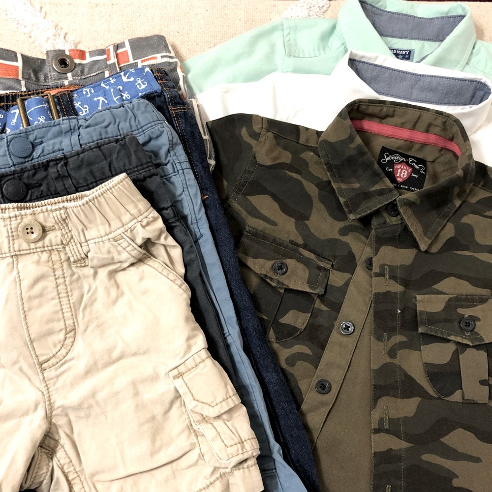Old Navy Button Down Shirts and Pants Bundle of 8 boys 18-24 months